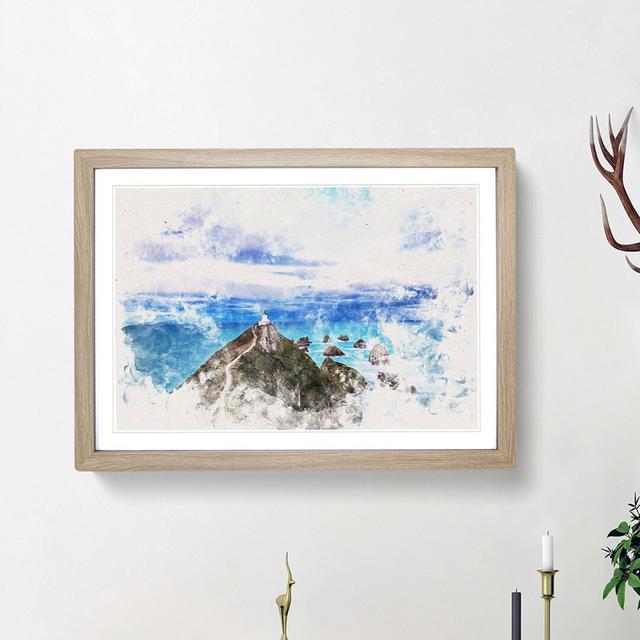 Lighthouse & Seascape New Zealand - Picture Frame Painting Print East Urban Home Frame Option: Oak Framed, Size: 36cm H x 48cm W x 2cm D on Productcaster.