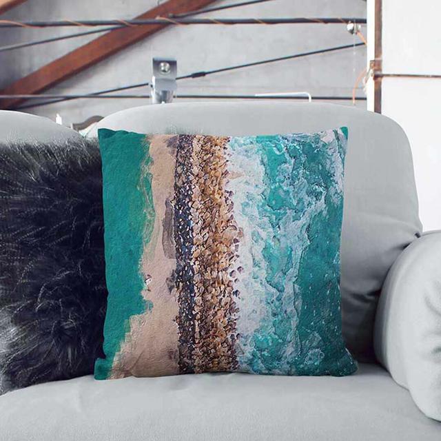 Dana Point Harbour And Beach In California Square Throw Cushion East Urban Home Size: 40cm H x 40cm W x 15cm D, Backing Colour: White on Productcaster.