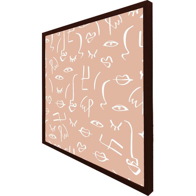 Ashlar Line Drawing Abstract Faces - Single Picture Frame Print Metro Lane Size: 41cm H x 41cm W x 4cm D, Frame Option: Brown Framed on Productcaster.