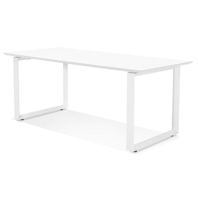 Jeremaih 180cm W Rectangular Writing Desk 17 Stories Frame Colour: White, Top Colour: White on Productcaster.