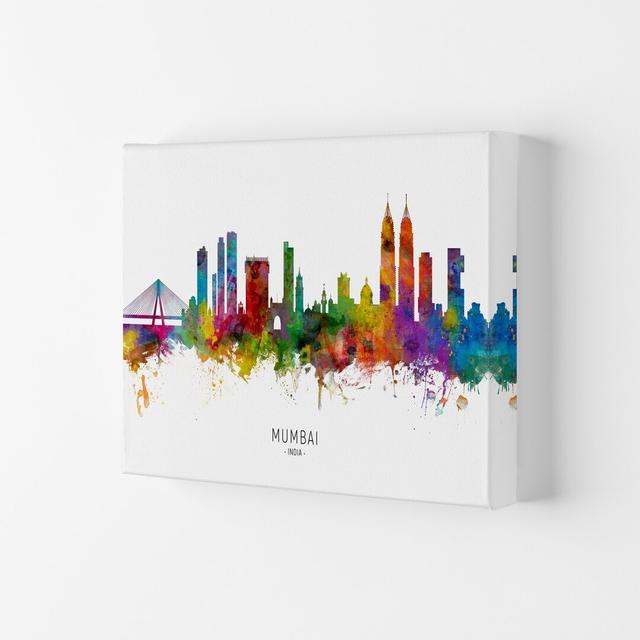 Mumbai India Skyline by Michael Tompsett - Graphic Art Print Ebern Designs Format: Wrapped Canvas, Size: 59.4cm H x 84cm W x 4cm D on Productcaster.