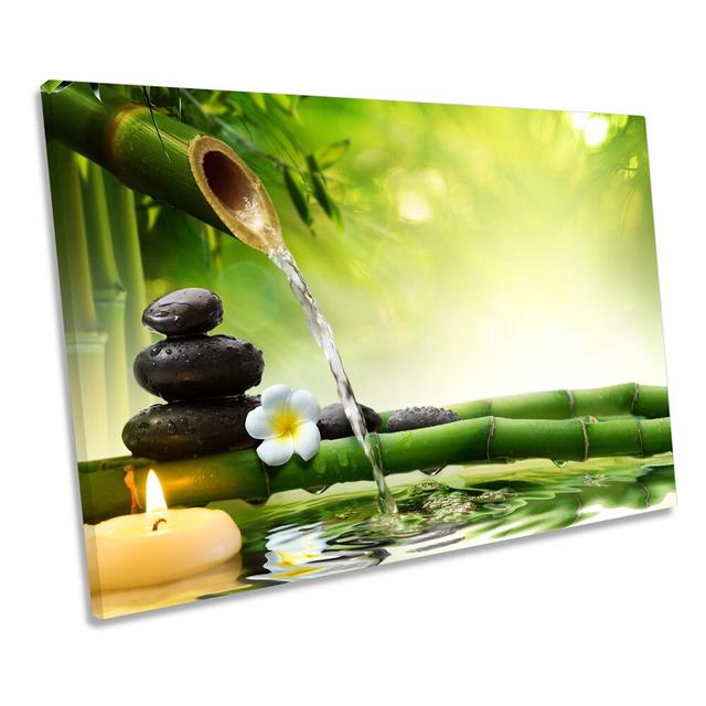 Green Zen Stones Bamboo - Wrapped Canvas Art Prints Print Ebern Designs Size: 81.3cm H x 121.9cm W on Productcaster.