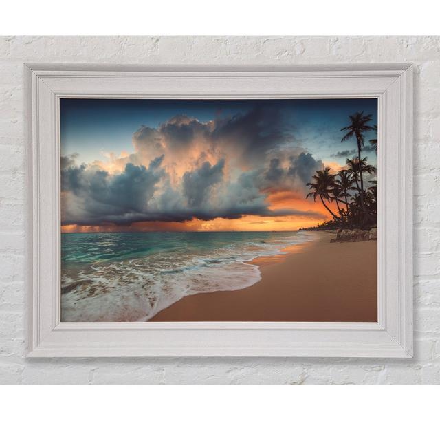 Grey Clouds On The Beach Framed Print Highland Dunes Size: 100cm H x 141.4cm W on Productcaster.