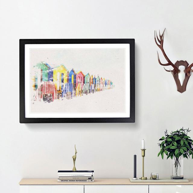 Beach Huts in Cape Town Watercolour - Picture Frame Graphic Art Print East Urban Home Frame Option: Black Framed, Size: 40cm H x 60cm W x 2cm D on Productcaster.