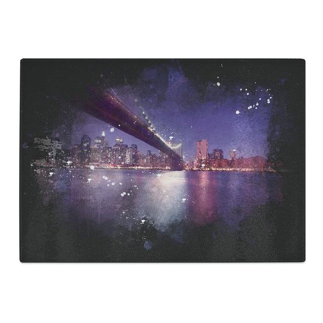 Tempered Glass Brooklyn Bridge in New York City Chopping Board East Urban Home Size: 20 cm x 28.5 cm on Productcaster.