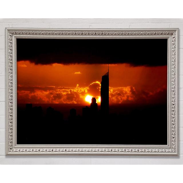 Orange City Dusk - Print Brayden Studio Size: 84.1cm H x 118.9cm W x 3cm D, Format: White Framed Paper on Productcaster.