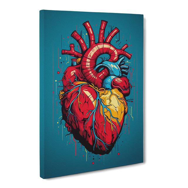 Anatomical Heart Pop Art Happy Larry Size: 50cm H x 35cm W x 3cm D on Productcaster.