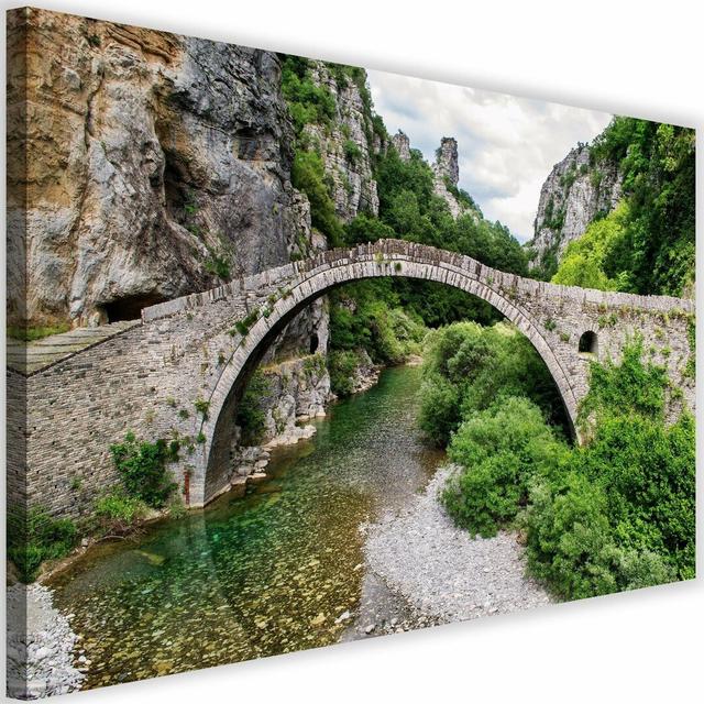 Leinwandbild Old stone bridge Union Rustic Größe: 60 cm H x 90 cm B x 3 cm T on Productcaster.