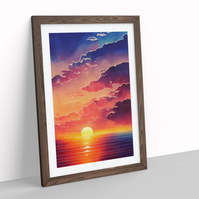 Ravishing Ocean Sunset - Picture Frame Painting 17 Stories Frame Colour: Walnut Framed, Size: 34cm H x 25cm W x 2cm D on Productcaster.