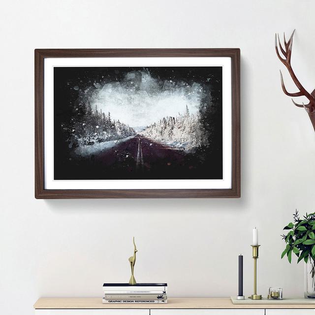 Road Through a Forest in Canada - Picture Frame Graphic Art Print East Urban Home Frame Option: Walnut Framed, Size: 62cm H x 87cm W x 2cm D on Productcaster.