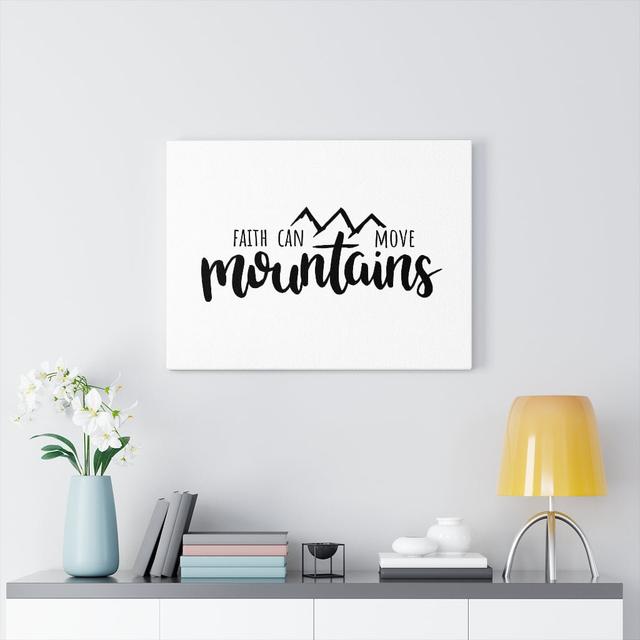 Faith Can Move Mountains - Wrapped Canvas Print Blue Elephant Size: 61cm H x 76cm W on Productcaster.