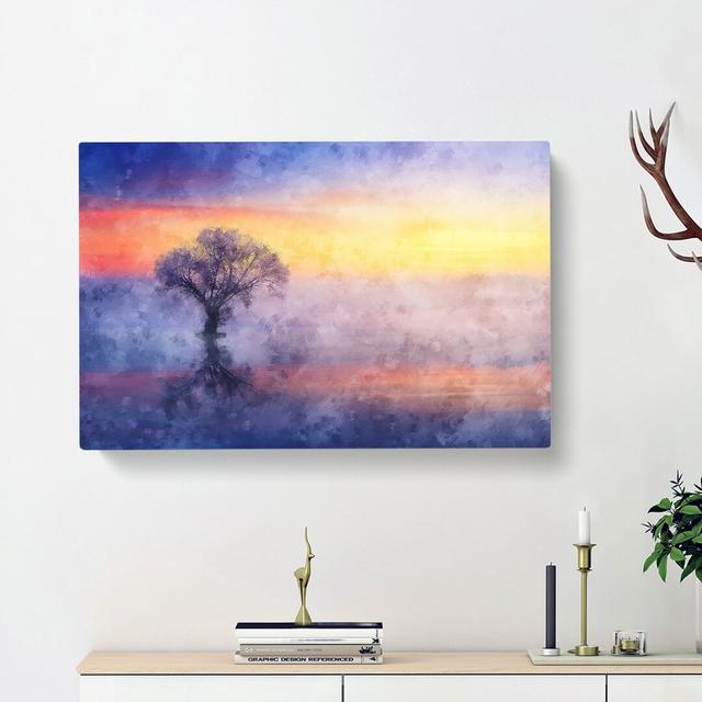 Tree Reflecting upon the Lake - Wrapped Canvas Painting Print East Urban Home Size: 50cm H x 76cm W x 3cm D on Productcaster.