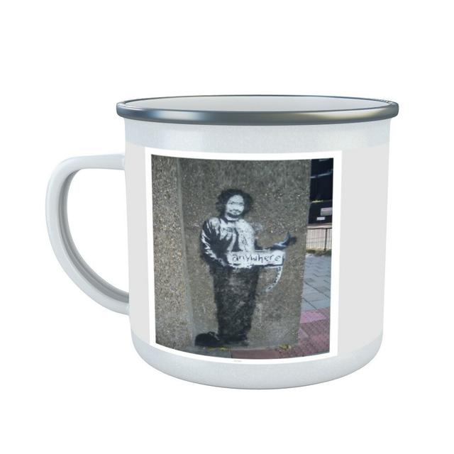 Kenna Enamel Mug Happy Larry on Productcaster.