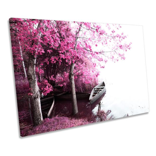 Blossom Trees Landscape Scene Wrapped Canvas Art Print Union Rustic Size: 40.6cm H x 61cm W on Productcaster.