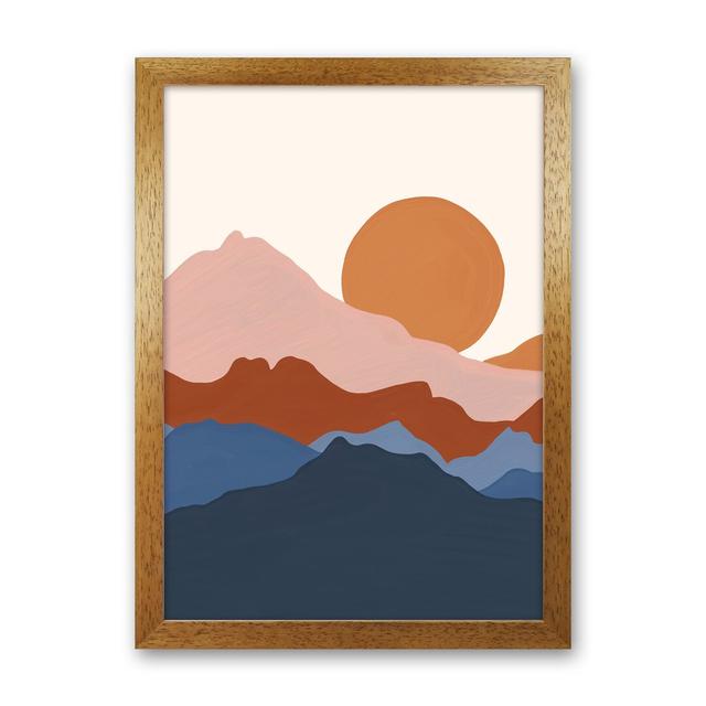 Astract Landscape - Graphic Art Print on Paper 17 Stories Frame Option: Brown Framed, Size: 46cm H x 34cm W x 3cm D on Productcaster.