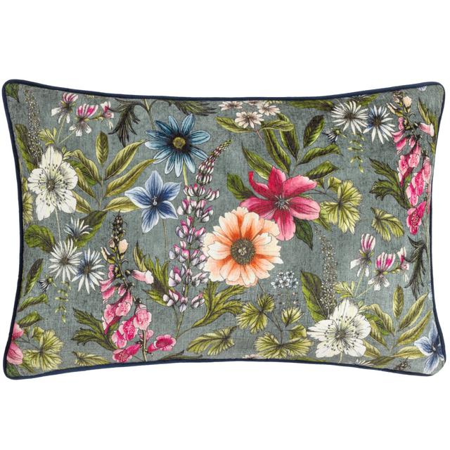 Aneysha Floral Rectangular Lumbar Cushion Cover Marlow Home Co. Colour: Blue on Productcaster.