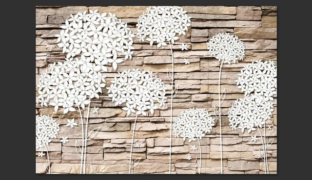 Flowers and Stone 2.80m x 400cm Wallpaper East Urban Home Size: 350 cm x 245 cm on Productcaster.