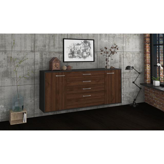 Neriman sideboard, flying/metal handles, size: 180 x 79 x 35cm Ebern Designs Colour: Walnut/Anthracite on Productcaster.