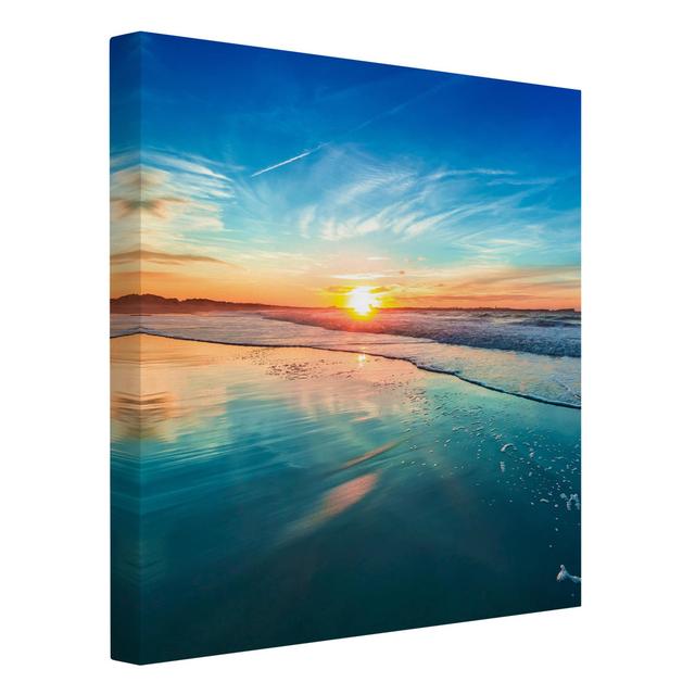 Romantic Sunset at the Sea Art Print on Canvas Highland Dunes Format: 330g/m² recycled canvas, Size: 50cm H x 50cm W on Productcaster.