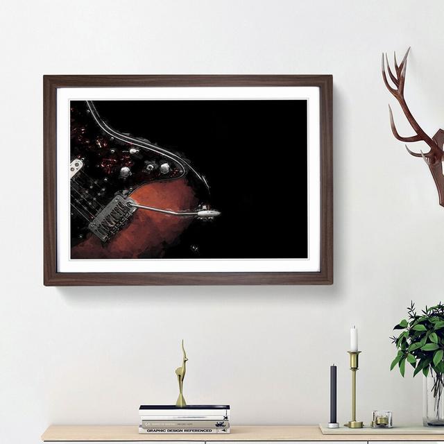 Electric Guitar in the Shadows in Abstract - Picture Frame Graphic Art Print East Urban Home Size: 27cm H x 36cm W x 2cm D, Frame Option: Walnut Frame on Productcaster.