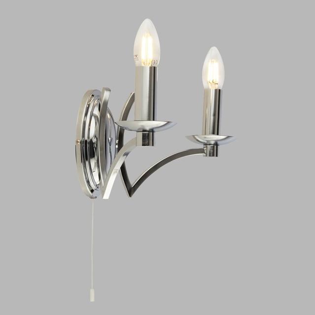 Roldan 2-Light Candle Wall Light Ebern Designs Fixture Finish: Chrome on Productcaster.