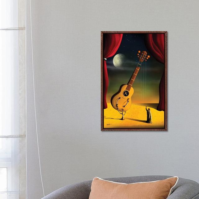 Violao (Guitar) by Marcel Caram - Graphic Art Print on Canvas Latitude Run Size: 66.04cm H x 45.72cm W x 3.81cm D, Format: Classic Brown Wood Framed on Productcaster.