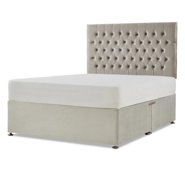 Brewton Upholstered Headboard Marlow Home Co. Size: Small Single (2'6), Colour: Silver on Productcaster.