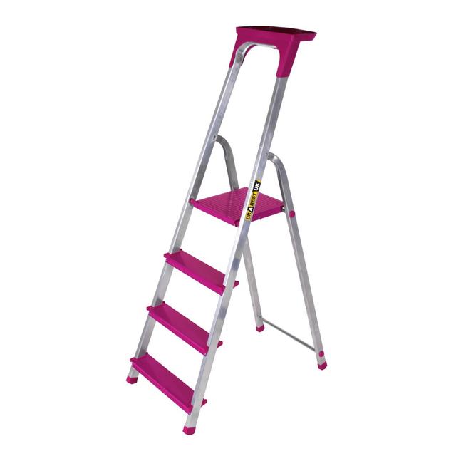 4 - Step Aluminium Folding Step Ladder DRABEST UK Colour: Purple on Productcaster.