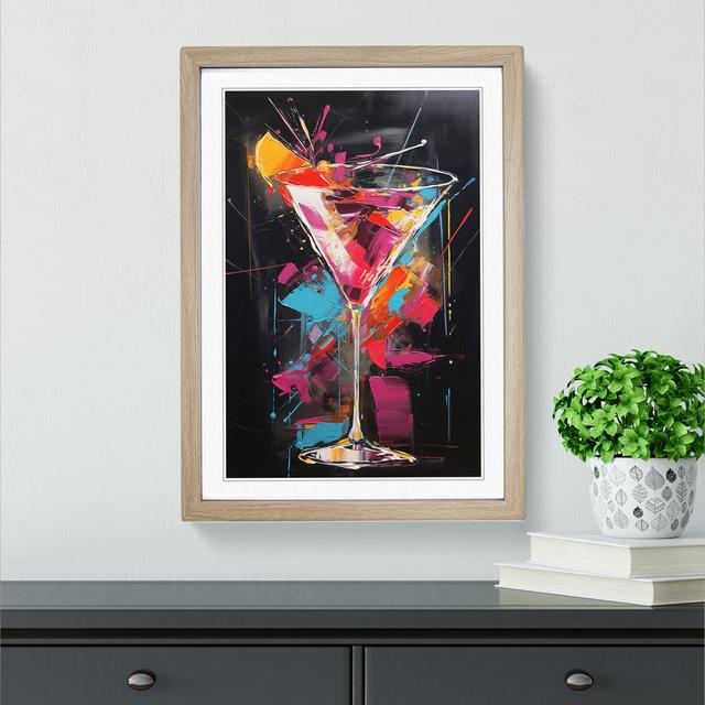 Cocktail Gestural Big Box Art Size: 34cm H x 25cm W x 2cm D, Frame Colour: Oak Framed on Productcaster.