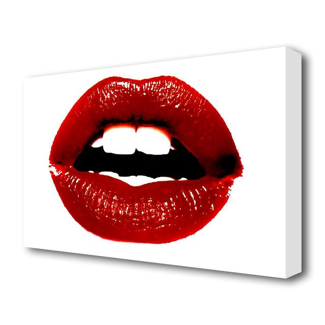 'Red Hot Lips' Graphic Art Print on Canvas East Urban Home Size: 50.8 cm H x 81.3 cm W on Productcaster.