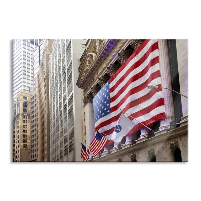 American Flag in New York - Unframed Photograph on Glass Brayden Studio Size: 70cm H x 100cm W x 0.4cm D on Productcaster.