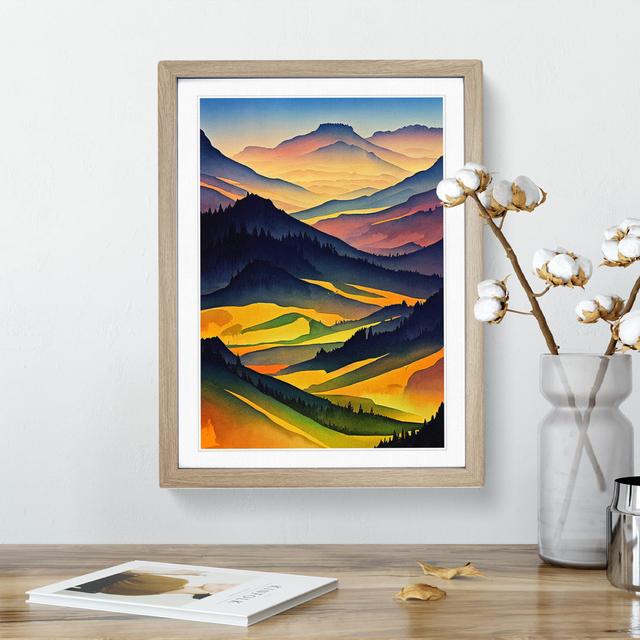 Meadow Landscape Watercolour No.2 - Picture Frame Painting Alpen Home Size: 46cm H x 34cm W x 2cm D, Frame Colour: Oak on Productcaster.