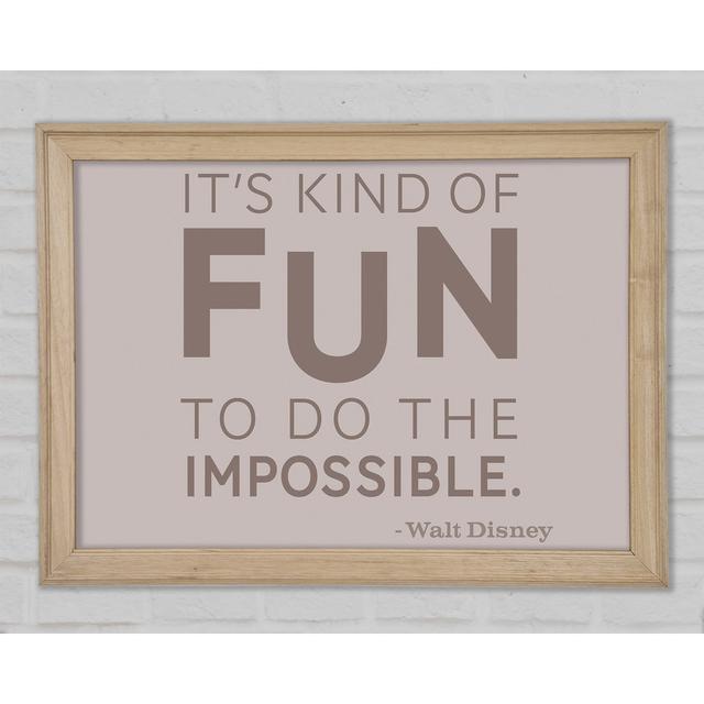 Walt Disney It's Kind of Fun - Single Picture Frame Texual Art Happy Larry Size: 59.7cm H x 84.1cm W x 1.5cm D, Colour: Beige on Productcaster.