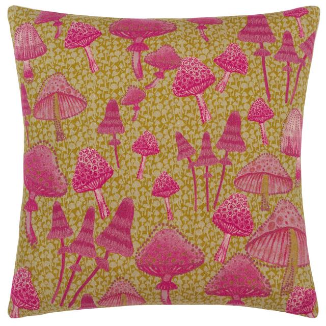 Mushroom Fields Floral Square Throw Cushion Covers furn. Colour: Gold on Productcaster.