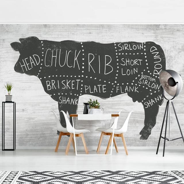 Strukturierte Tapete Butcher Poster – Cattle 2,25 m x 336 cm East Urban Home on Productcaster.