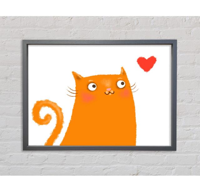 The Love Heart Orange Cat Gerahmter Druck Happy Larry Größe: 59,7 cm H x 84,1 cm B x 3,3 cm T on Productcaster.