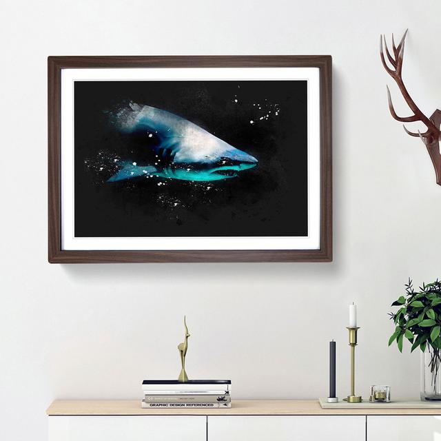 Shark In The Shadows - Picture Frame Graphic Art East Urban Home Frame Option: Walnut Framed, Size: 24cm H x 33cm W x 2cm D on Productcaster.