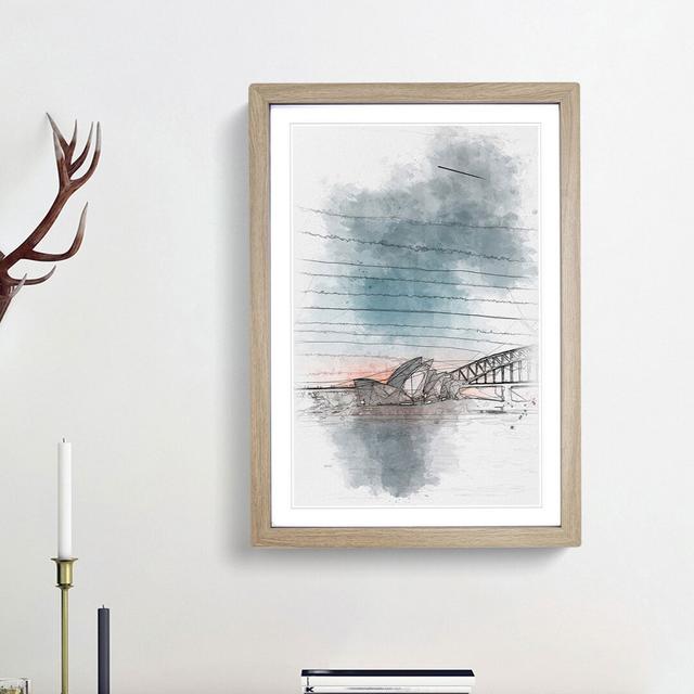 Sydney Opera House in Australia Abstract - Picture Frame Painting Print East Urban Home Size: 63cm H x 45cm W x 2cm D, Frame Option: Oak Framed on Productcaster.