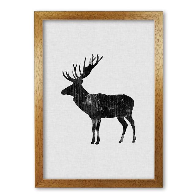 'Moose Animal Art' Graphic Art in Black East Urban Home Format: Honey Oak Frame, Size: 85 cm H x 60 cm W x 5 cm D on Productcaster.