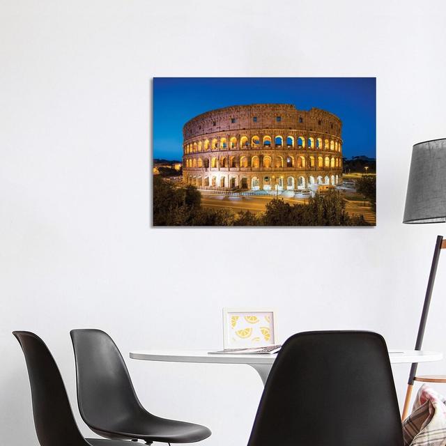 Colosseum at Night, Rome, Italy by Jan Becke - Wrapped Canvas Photograph Latitude Run Size: 66.04cm H x 101.6cm W x 1.91cm D on Productcaster.