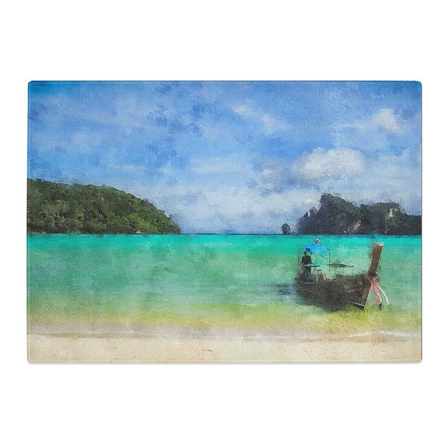 Longtail Boat in Thailand Painting Chopping Board East Urban Home Size: 0.4cm H x 28.5cm W x 39cm L on Productcaster.