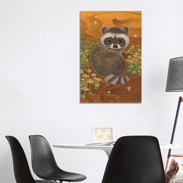 Raccoon And Mushrooms - Print on Canvas Harriet Bee Format: Wrapped Canvas, Size: 101.6cm H x 66.04cm W x 3.81cm D on Productcaster.