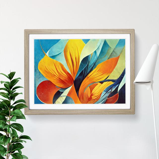 Flowers Abstract Vol.4 - Picture Frame Painting Marlow Home Co. Size: 34cm H x 46cm W x 2cm D, Frame Colour: Oak on Productcaster.