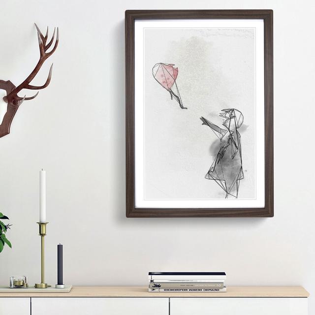 Red Balloon Girl in Abstract by Banksy - Picture Frame Graphic Art Print on MDF East Urban Home Frame Option: Walnut Framed, Size: 48cm H x 36cm W x 2 on Productcaster.