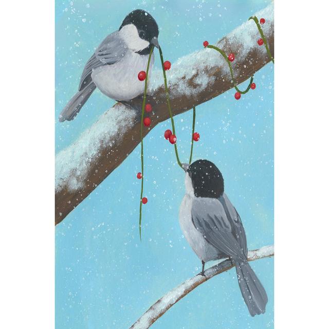 Chickadee Christmas IV 2-up by Grace Popp - Wrapped Canvas Painting The Seasonal Aisle Size: 30cm H x 20cm W x 3.8cm D on Productcaster.