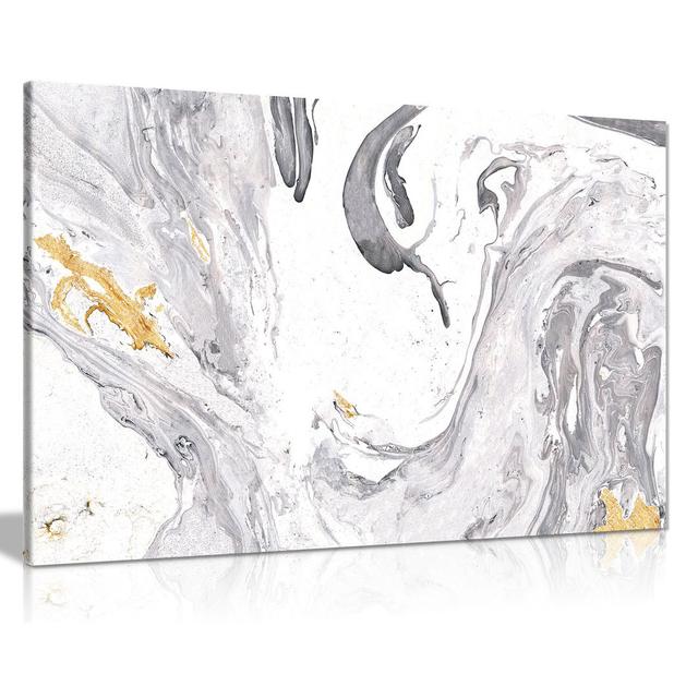 Abstract Modern Grey Yellow White Paint Swirls Canvas Wall Art Picture Print Panther Print Size: 20cm H x 31cm W on Productcaster.