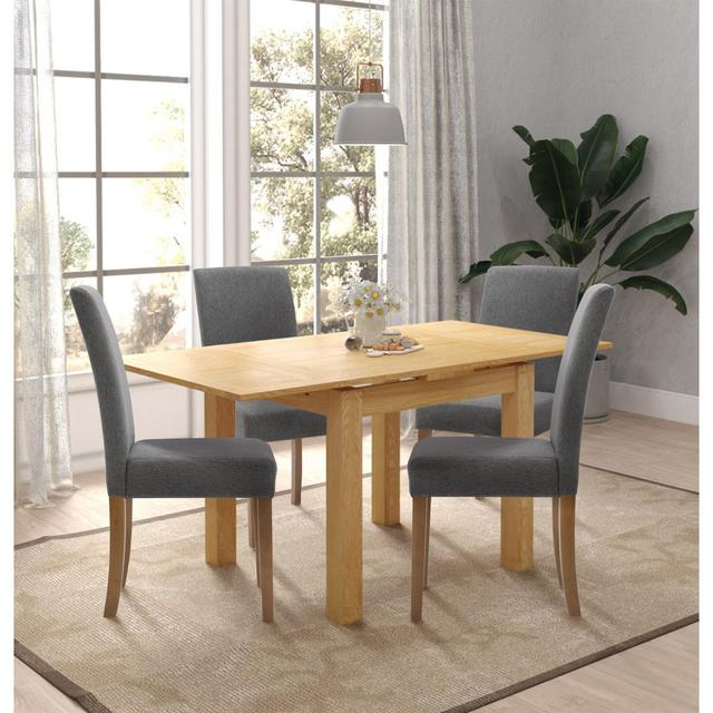 Waverly 4 - Person Dining Set Hallowood Furniture Chair Colour: Grey on Productcaster.