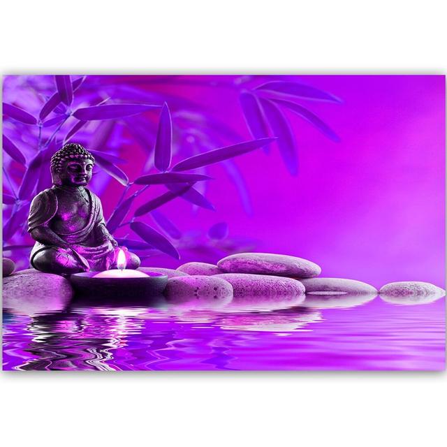 Leinwandbild Buddha, Wasser und Steine 1 World Menagerie Größe: 40 cm H x 60 cm B on Productcaster.