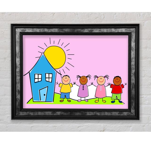 Happy Children In The Sun - Single Picture Frame Art Prints Bright Star Colour: Pink, Size: 59.7cm H x 84.1cm W x 8cm D on Productcaster.