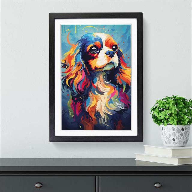 Cavalier King Charles Spaniel Futurism No.3 - Single Picture Frame Print on Wood Marlow Home Co. Size: 64cm H x 46cm W x 2cm D, Format: Black Framed on Productcaster.